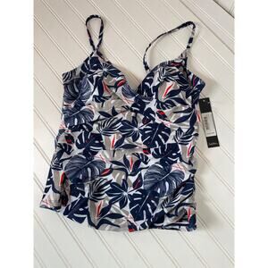NWT Nicole Miller Crossover Tankini With Scoop Bottom Surf Paddle Beach Size M